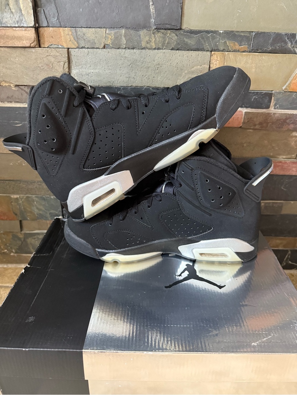 Jordan 6 Retro Chrome Black Men's Size 9 Original Box DX2836-001 FAST SHIPPING